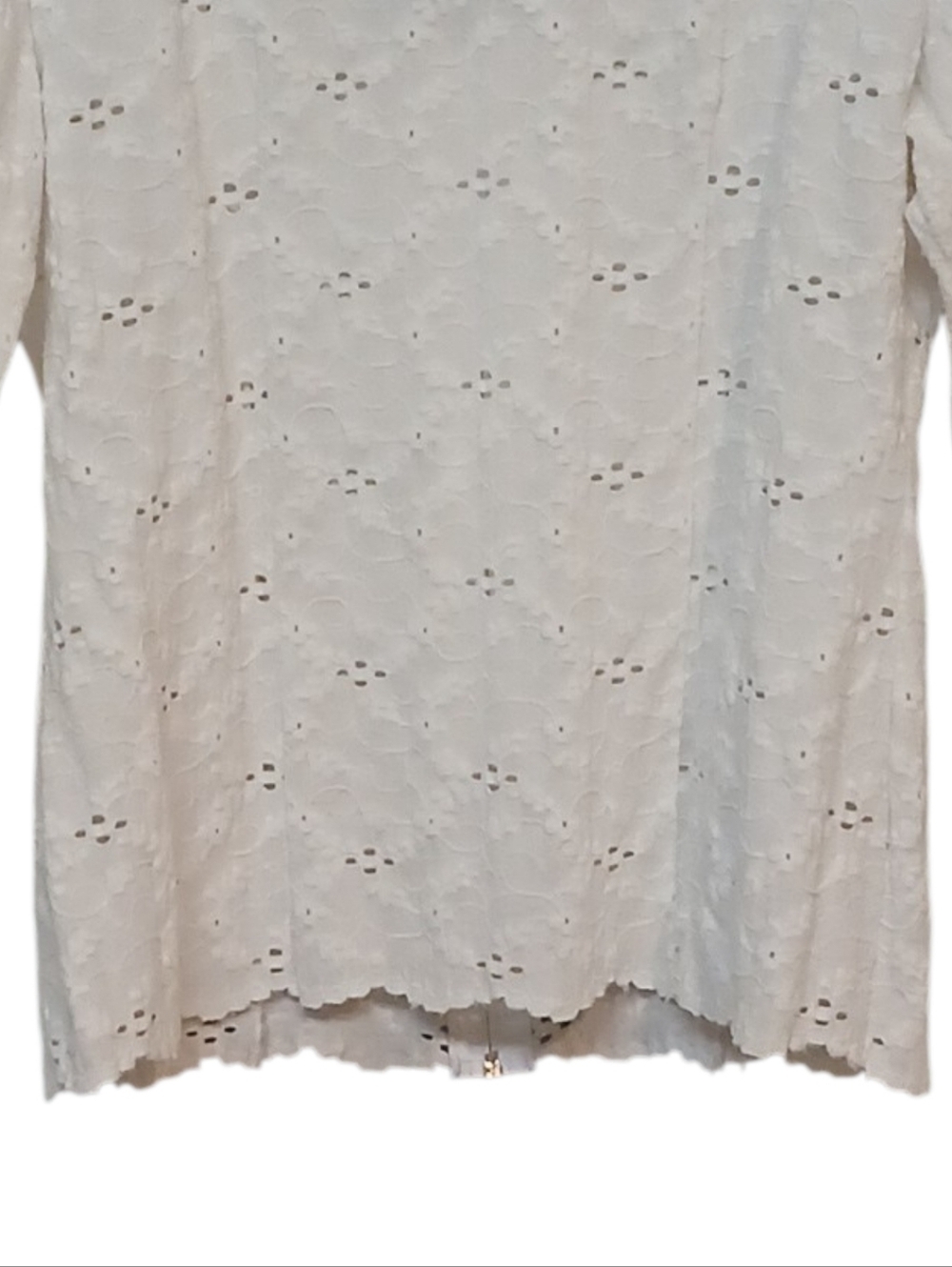 Papillon Blanc - White Floral Embroidered Jacket, 3/4 Sleeve, Full Zipper,... - Picture 11 of 11